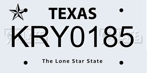 KRY0185 Texas License Plate