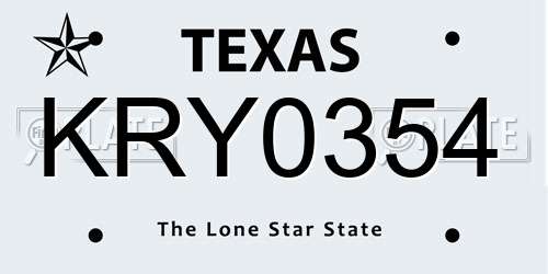 KRY0354 Texas License Plate