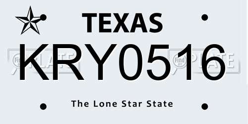 KRY0516 Texas License Plate