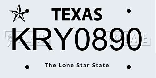 KRY0890 Texas License Plate