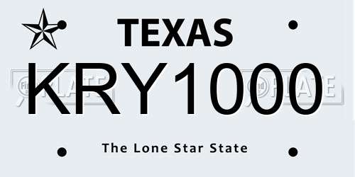 KRY1000 Texas License Plate
