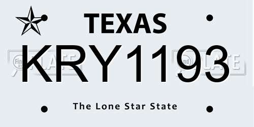 KRY1193 Texas License Plate