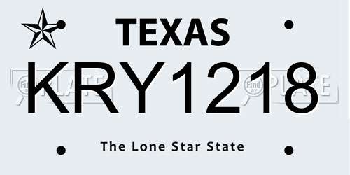 KRY1218 Texas License Plate