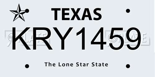 KRY1459 Texas License Plate