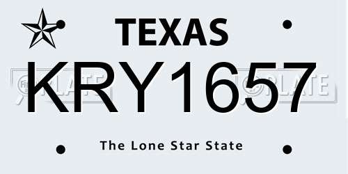 KRY1657 Texas License Plate