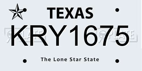 KRY1675 Texas License Plate