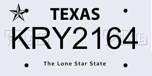 KRY2164 Texas License Plate