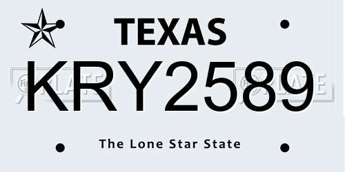 KRY2589 Texas License Plate