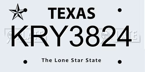 KRY3824 Texas License Plate