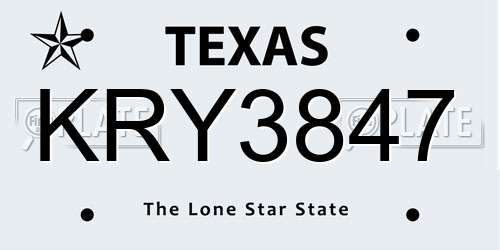KRY3847 Texas License Plate