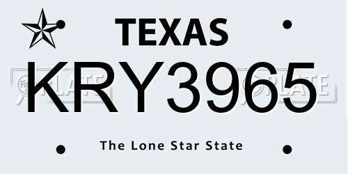 KRY3965 Texas License Plate