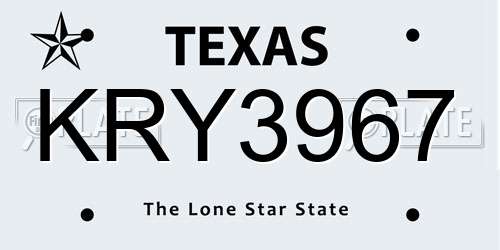KRY3967 Texas License Plate