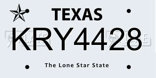 KRY4428 Texas License Plate