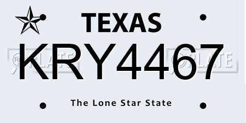 KRY4467 Texas License Plate