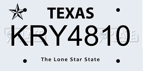 KRY4810 Texas License Plate