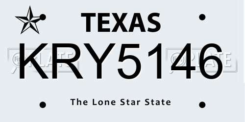 KRY5146 Texas License Plate