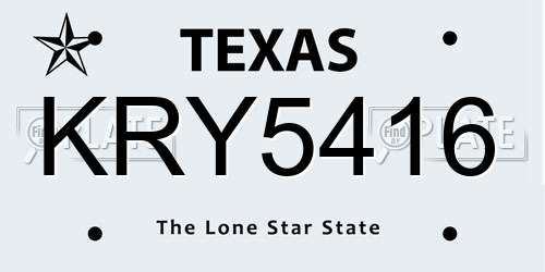 KRY5416 Texas License Plate