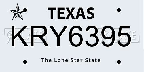 KRY6395 Texas License Plate