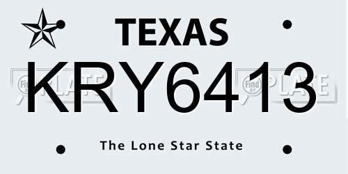 KRY6413 Texas License Plate