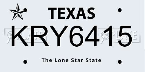 KRY6415 Texas License Plate