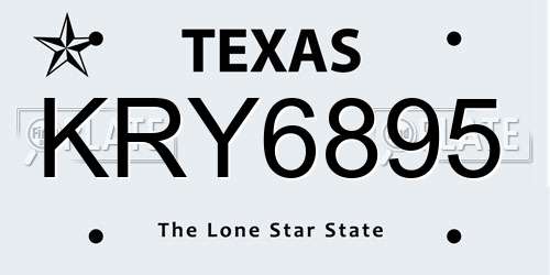 KRY6895 Texas License Plate
