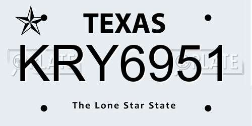 KRY6951 Texas License Plate