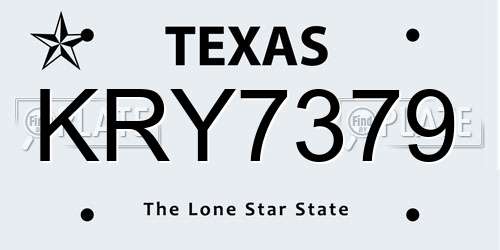 KRY7379 Texas License Plate