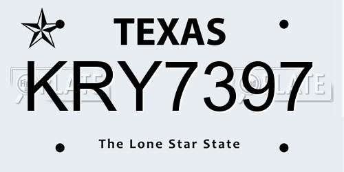 KRY7397 Texas License Plate