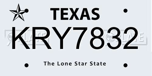 KRY7832 Texas License Plate