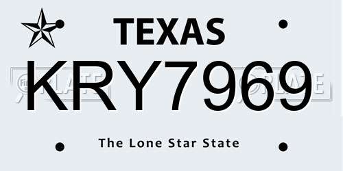 KRY7969 Texas License Plate