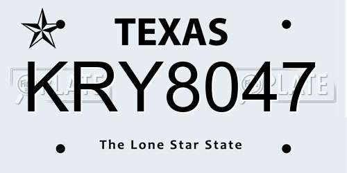 KRY8047 Texas License Plate
