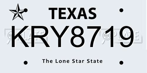 KRY8719 Texas License Plate