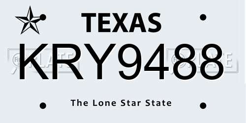 KRY9488 Texas License Plate