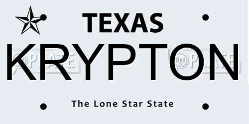 KRYPTON Texas License Plate