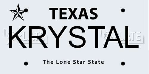 KRYSTAL Texas License Plate
