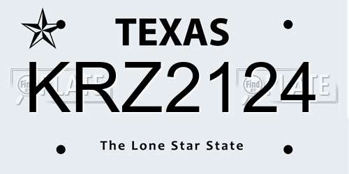 KRZ2124 Texas License Plate