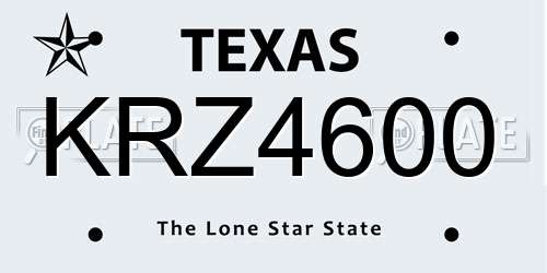 KRZ4600 Texas License Plate