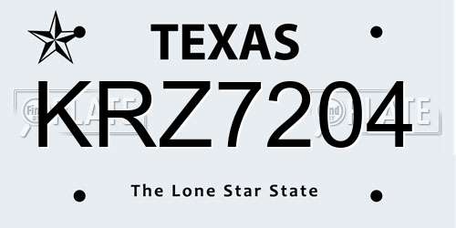 KRZ7204 Texas License Plate