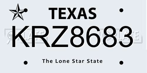 KRZ8683 Texas License Plate