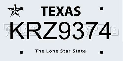 KRZ9374 Texas License Plate