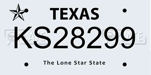 KS28299 Texas License Plate