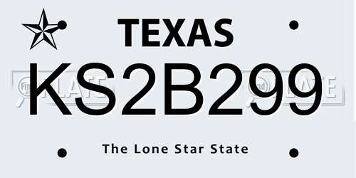 KS2B299 Texas License Plate