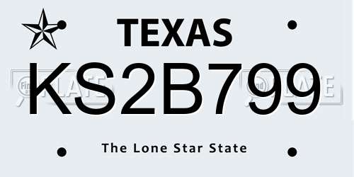 KS2B799 Texas License Plate