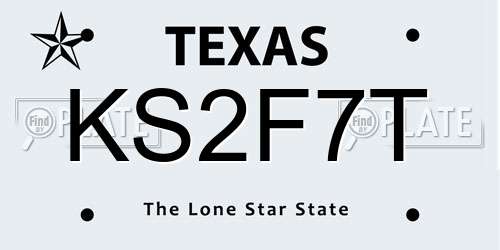 KS2F7T Texas License Plate
