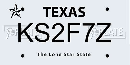 KS2F7Z Texas License Plate
