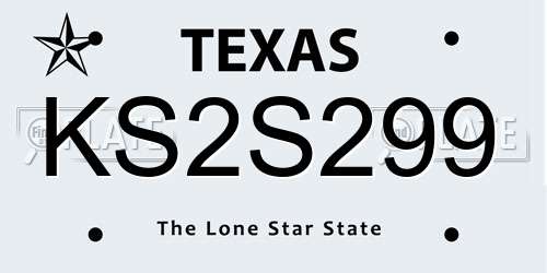 KS2S299 Texas License Plate
