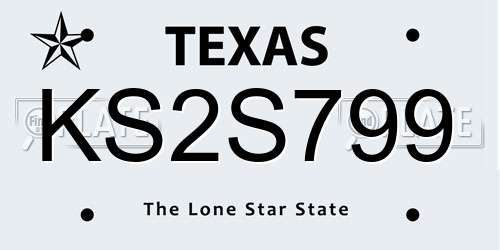 KS2S799 Texas License Plate