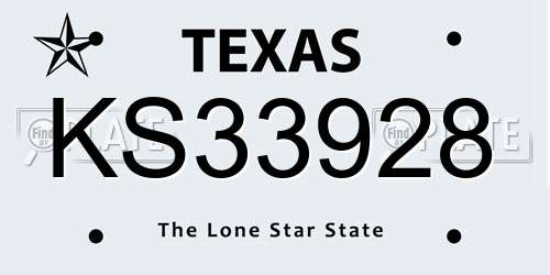 KS33928 Texas License Plate
