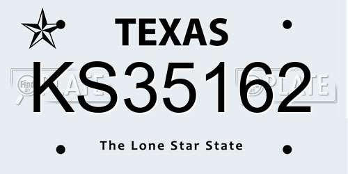 KS35162 Texas License Plate