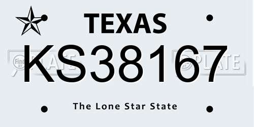 KS38167 Texas License Plate